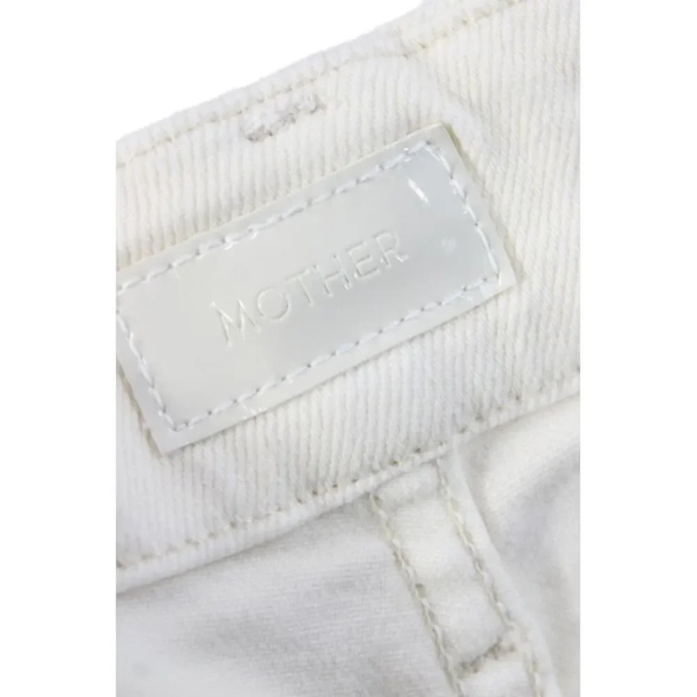 Mother Womens Skinny Jeans Ivory High Rise Button Cotton Size 29